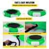 Inflatable Water Trampoline 10FT , Round Inflatable Water Bouncer with 4-Step Ladder, Water Trampoline in Green and White for Water Sports.