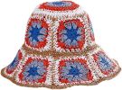 Women's Straw Sun Hat Floral Woven Bucket Hat Fishing Hat Beach Hat Hand Woven Foldable Cap